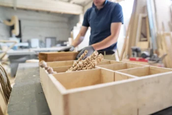 Male carpenter making furniture